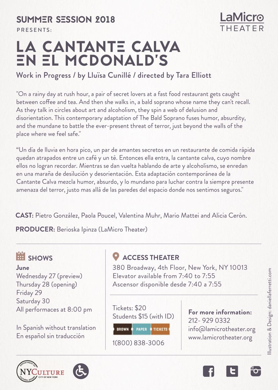 From the production "La Cantante Calva en el McDonald’s 2018" - Graphic Design by Daniela Ferreti